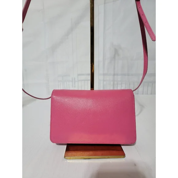 PRADASaffiano Lux Metal Flap Wallet with Strap Peonia Geranio - Picture 8 of 16